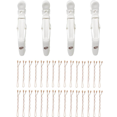 T3 Clip Kit with 4 Alligator Clips and 30 Rose Gold Bobby Pins