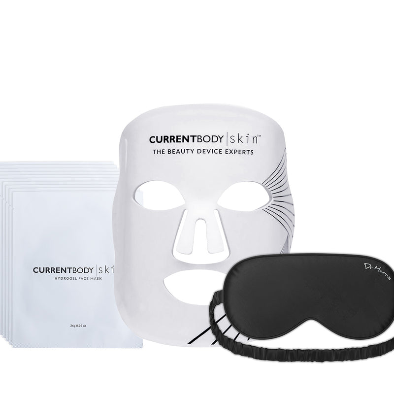 CurrentBody Skin LED Mask + Hydrogel Mask (10 Pack) + Dr Harris Sleep Mask